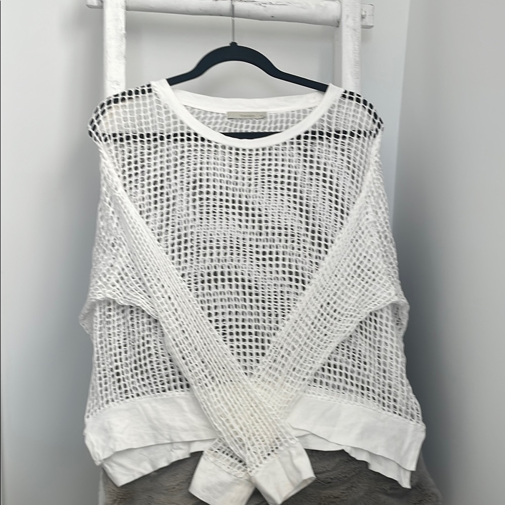 White Mesh Cotton Shirt by TOWNSEN